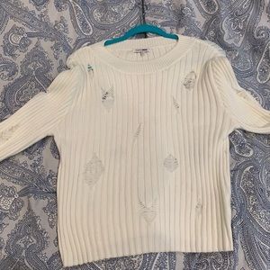 Distressed Ivory Sweater